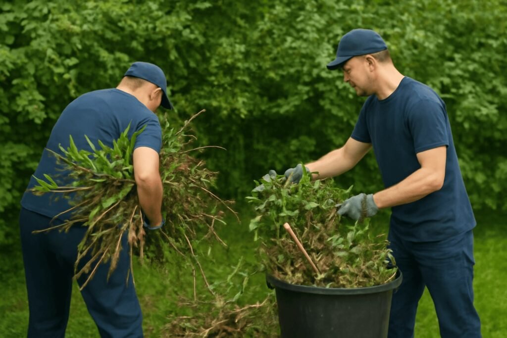 Our team is removing yard waste removal